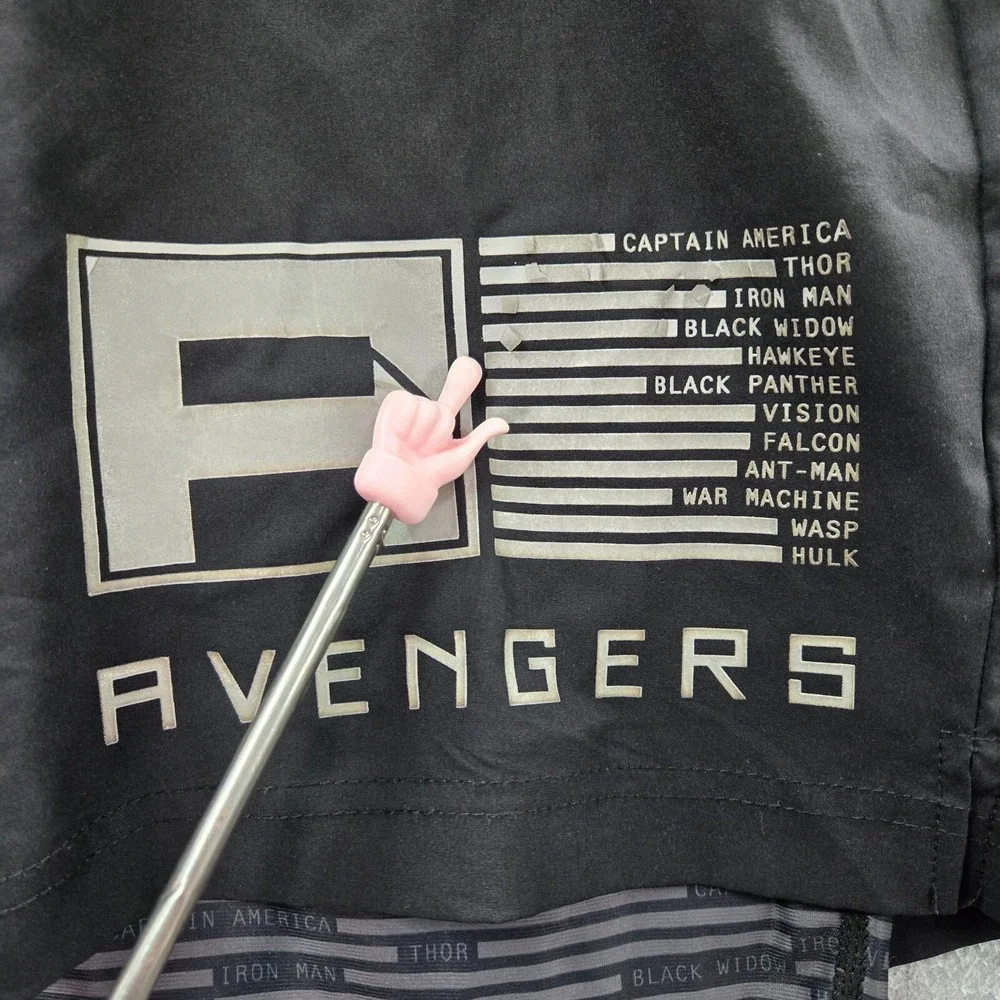 Marvel Avengers Men Activewear Shorts XL Black Lined Logo Workout Gym READ